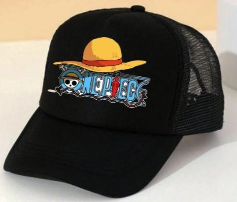 One Piece Logo Anime Black Trucker Cap