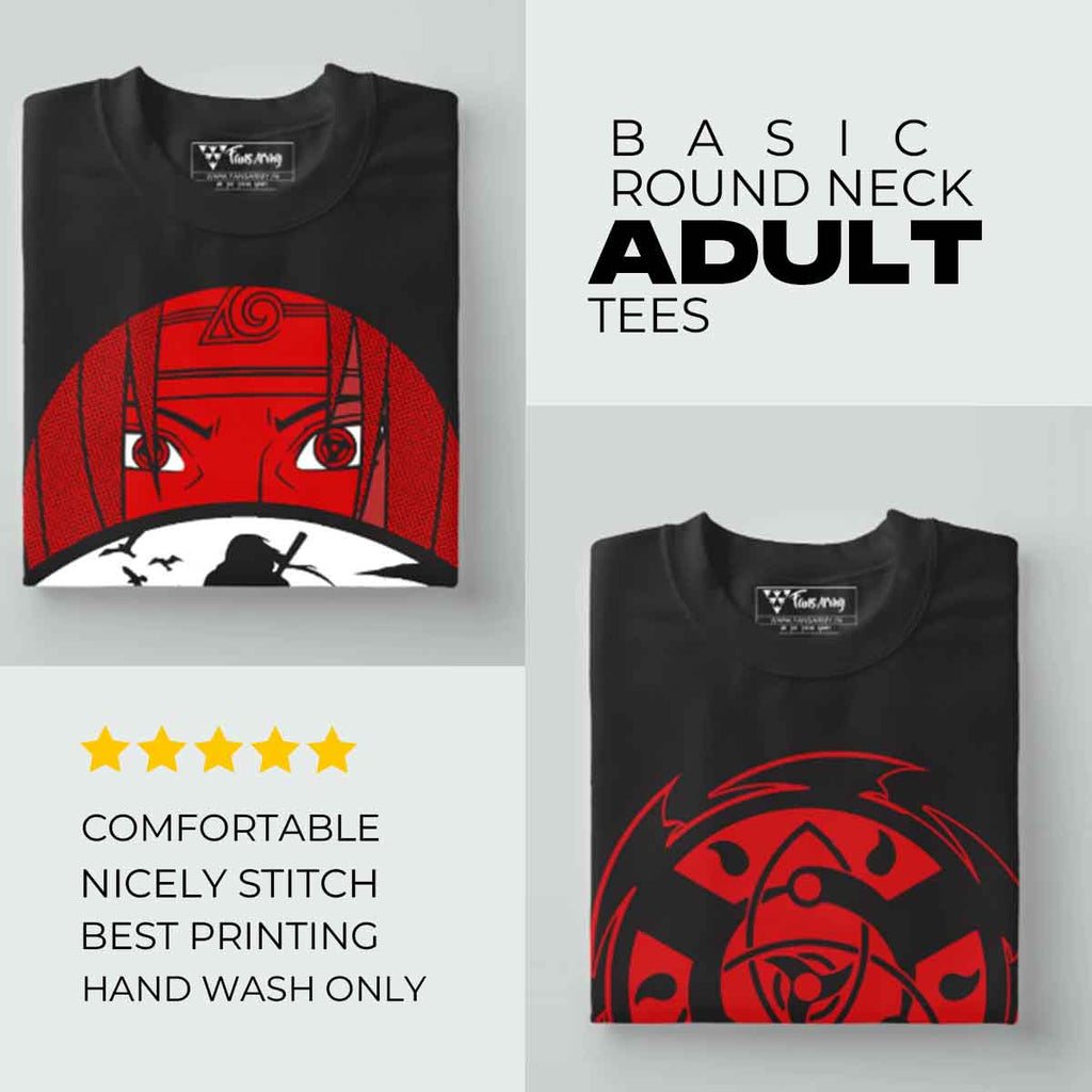 Itachi X Sharingan T-Shirt Combo for Anime Boys Fans Summer Tees (Pack of 2)