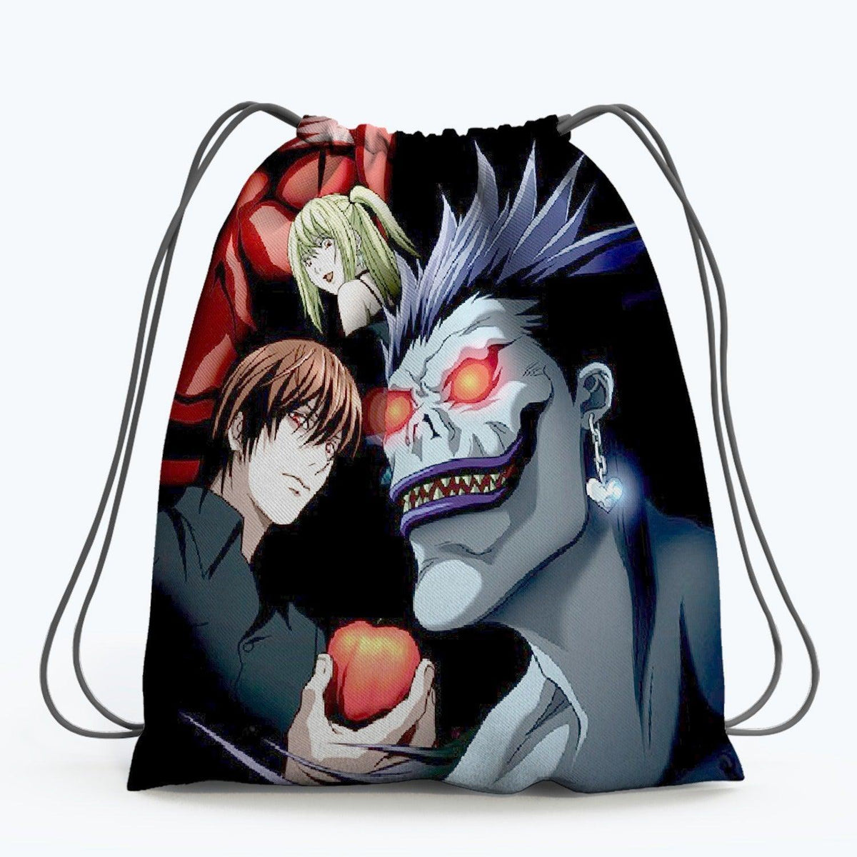 anime death note character inspired drawstring bag