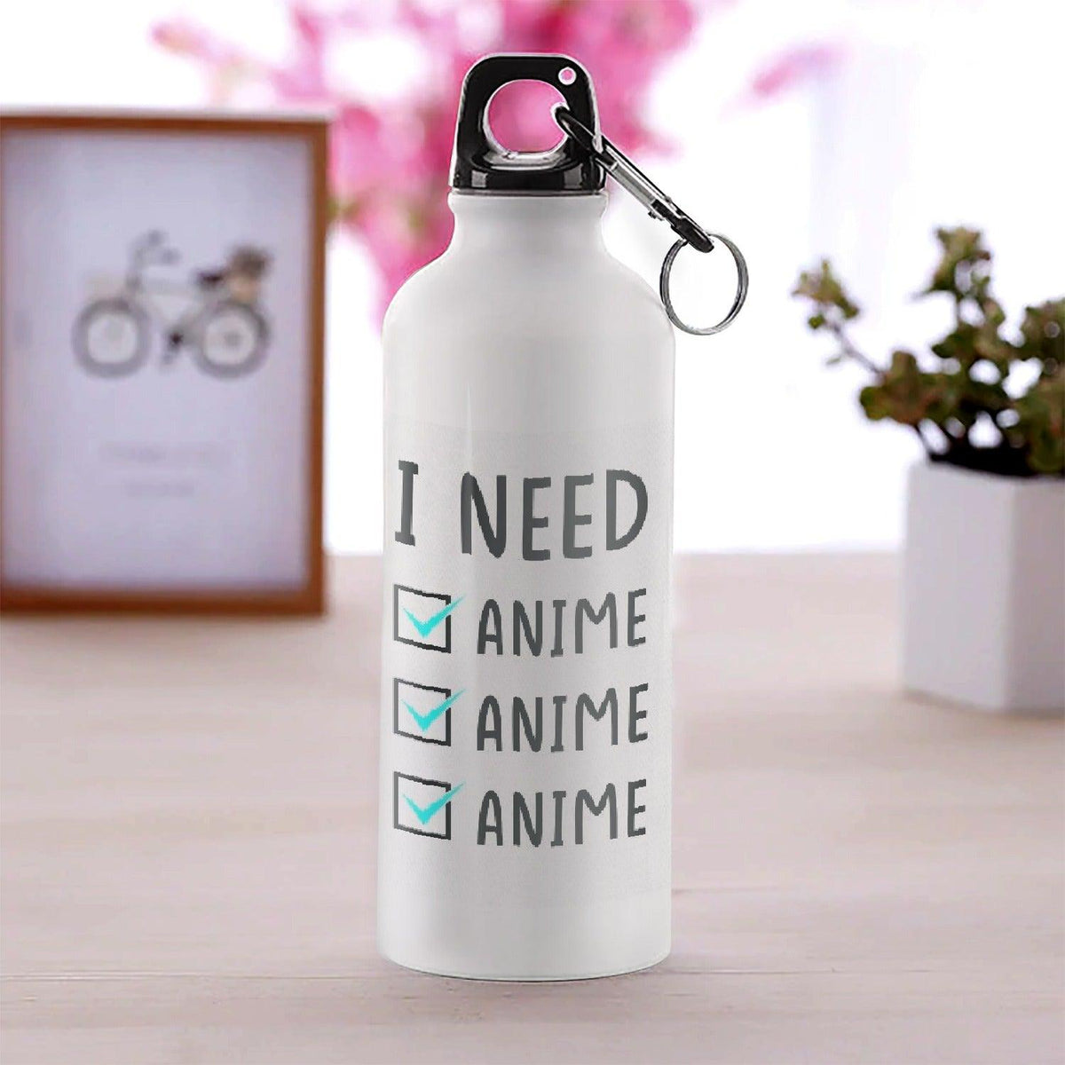 Anime text design stainless steel bottle