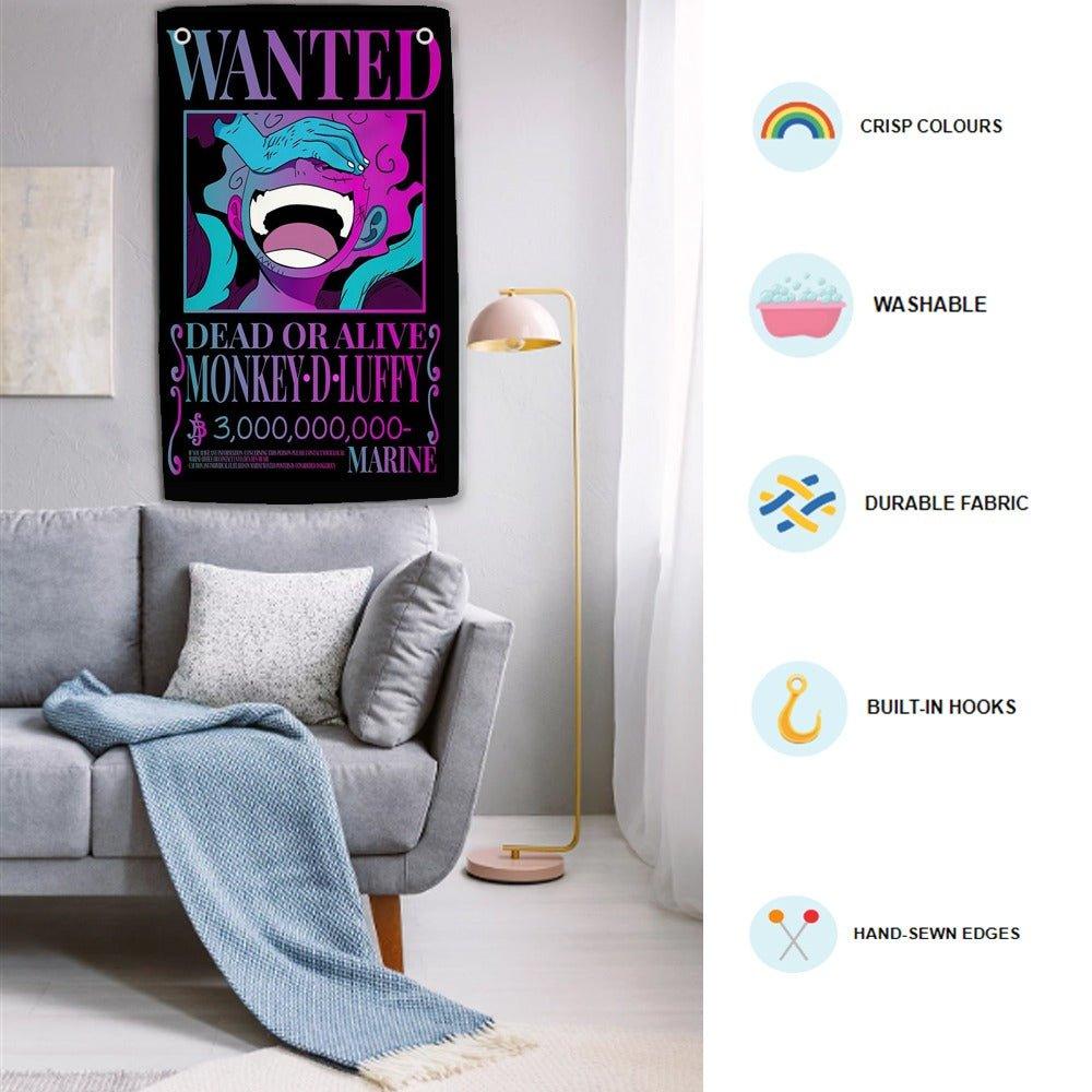 wanted luffy wall tapestry