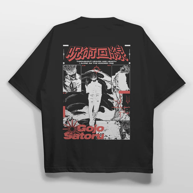 Gojo Satoru Black Graphic T-Shirt – Japanese Anime Street Style
