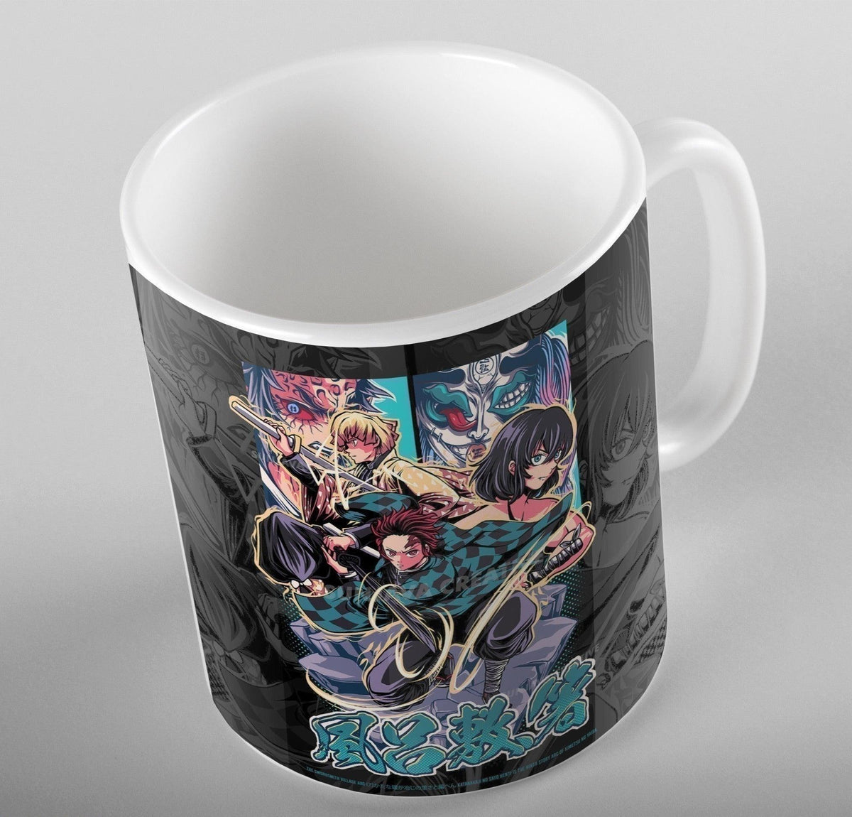 a coffee cup sitting on top of a table 