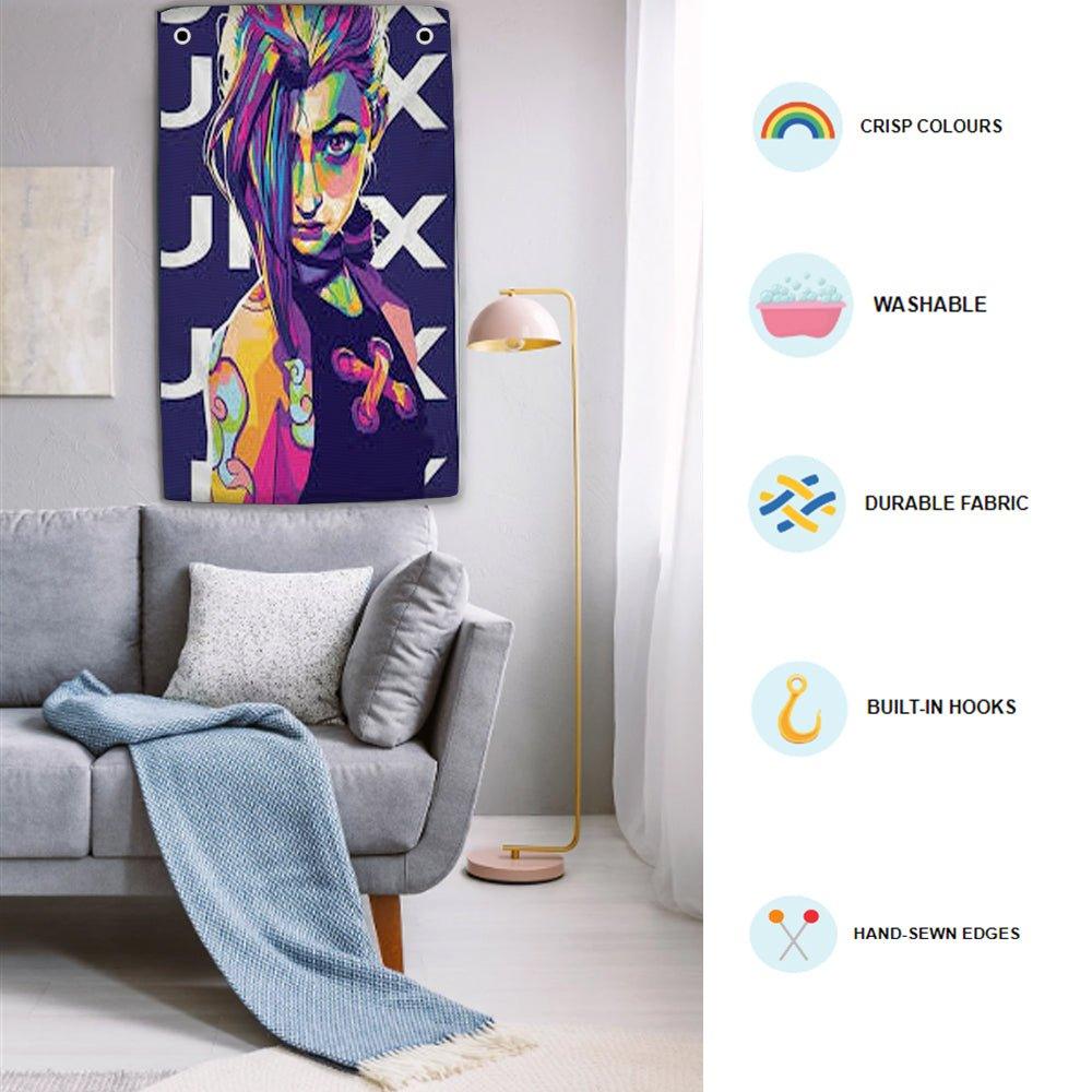 jinx arcane wall tapestry