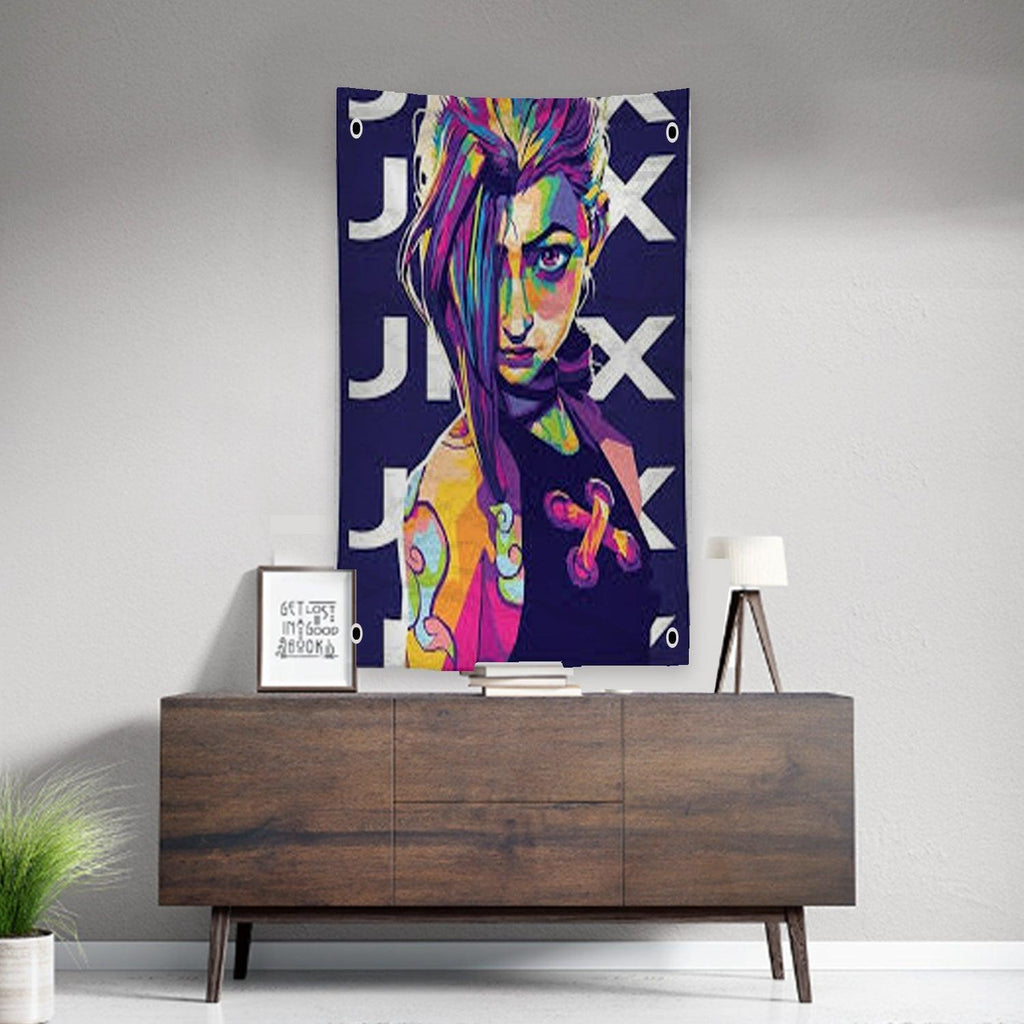 jinx arcane wall tapestry