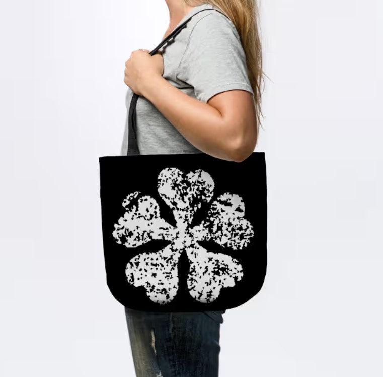 leaf Black clover tote bag