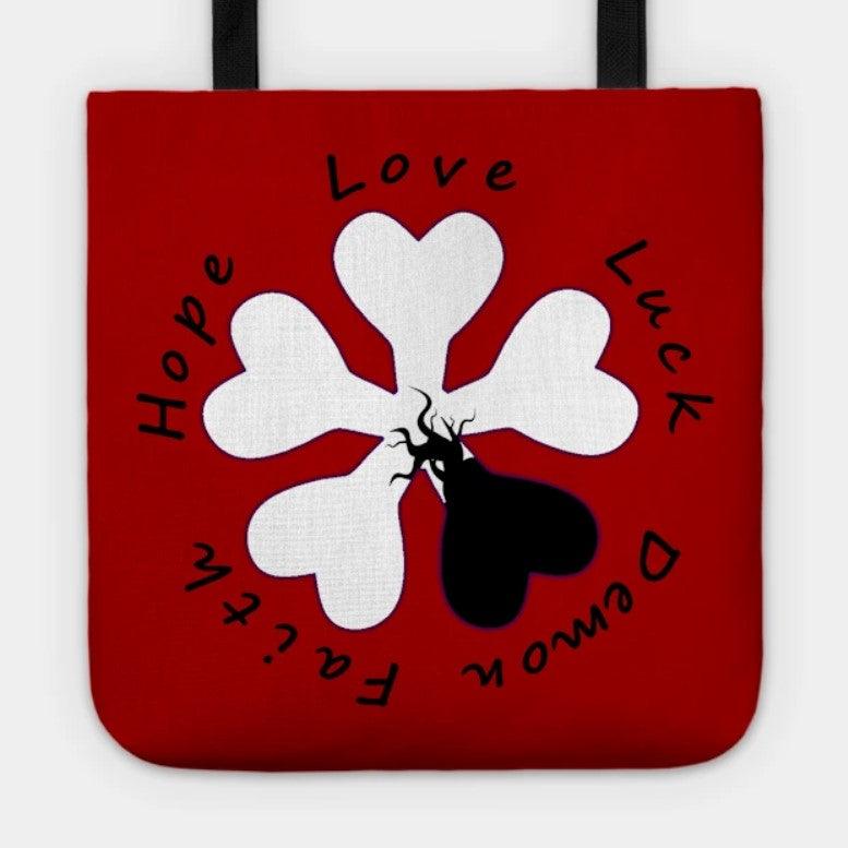 demonic clover tote bag