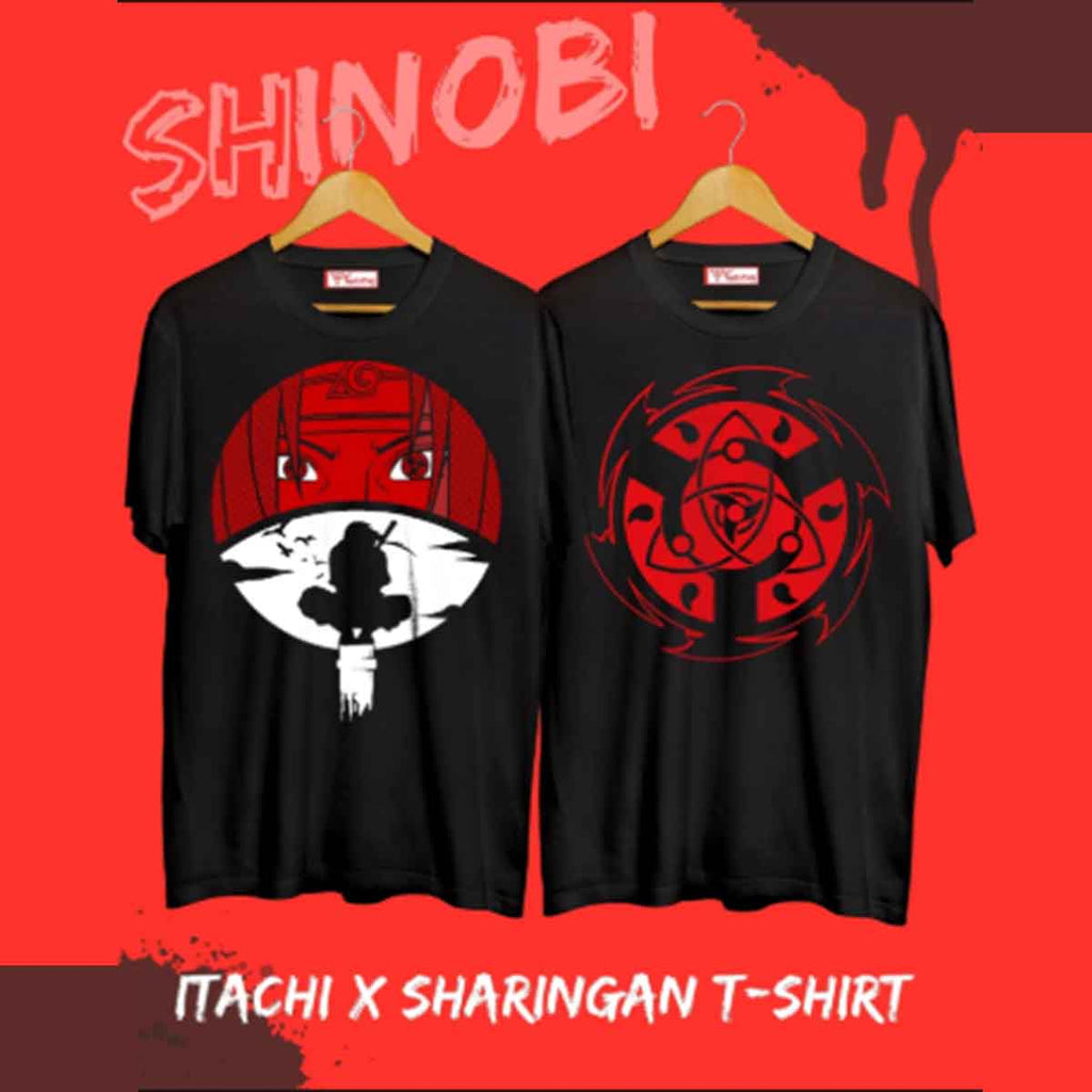 Itachi X Sharingan T-Shirt Combo for Anime Boys Fans Summer Tees (Pack of 2)